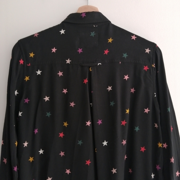 Rails Rocsi Rayon Button Up in Black Onyx With Rainbow Stars Size XS - Picture 7 of 16
